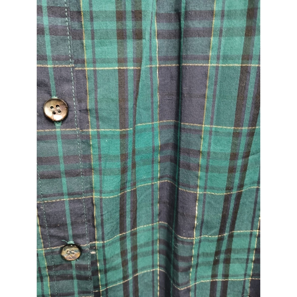 Vintage Classic Elements Womens Shirt Size 24/26 Green Plaid Embroidered Casual - Picture 7 of 9